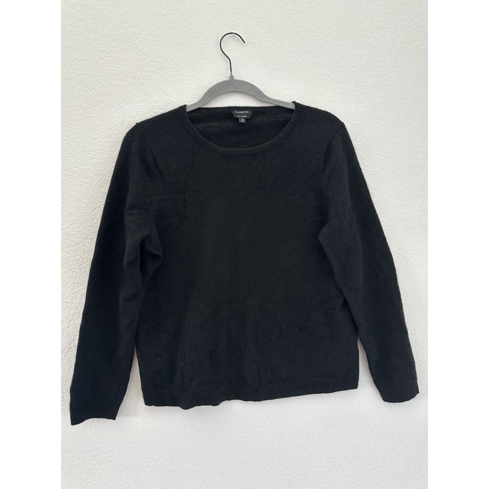 Talbots Sweater Womens XL Black 100% Pure Cashmere Minimal Classic Luxury Office